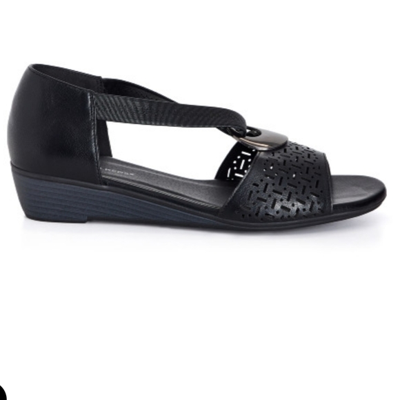 NEW CLOUDWALKERS Debbie Wedge Black 9.5 W Wide Fit COMFORT Slip-on Shoes - Picture 7 of 7